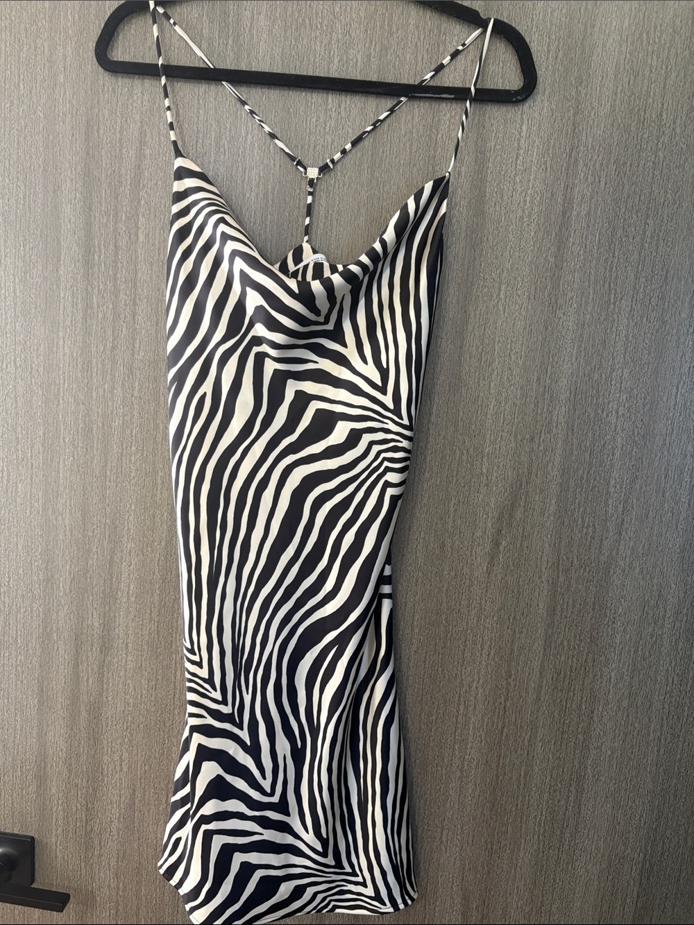 Zara Strapless Zebra-Print Slip Dress - Black & White